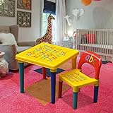Mesa y silla con alfabeto para que los niños aprendan y jueguen, de Popamazing