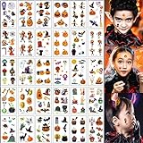 30 Hojas Tatuajes Temporales de Halloween, Niños Halloween Tatuajes Pegatinas, Halloween Tattoos Pegatinas Impermeables, para Niños Mascarada Halloween (A)