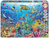 Educa Tortugas en el Paraíso, Puzzle de 1.000 Piezas, Medida aproximada 68 x 48 cm, Incluye Fix Puzzle para Colgar el Puzzle una Vez finalizado, A Partir de 14 años, Multicolor